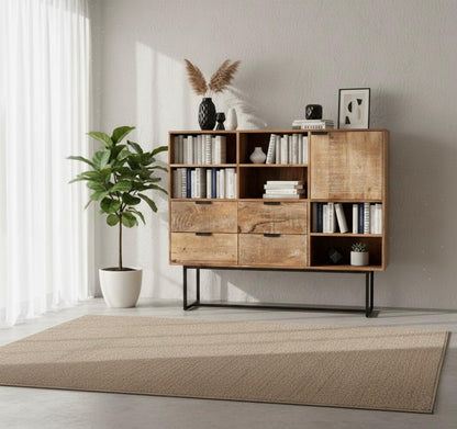 Barcelone - Buffet Haut Vaisselier en manguier massif 140 cm